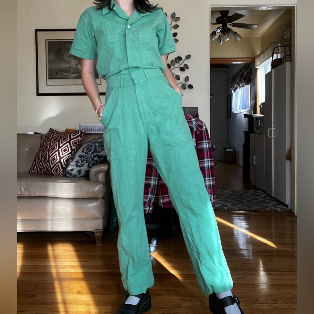 BIG BUD PRESS Short Sleeve Sea Foam Green Jumpsuit